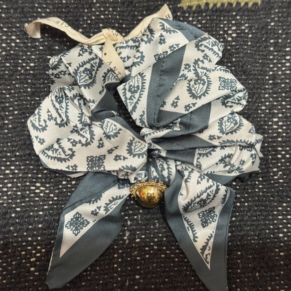 ANTHROPOLOGIE Charmed Hair Scarf Scrunchie, Sage Green Floral Paisley - Picture 3 of 9